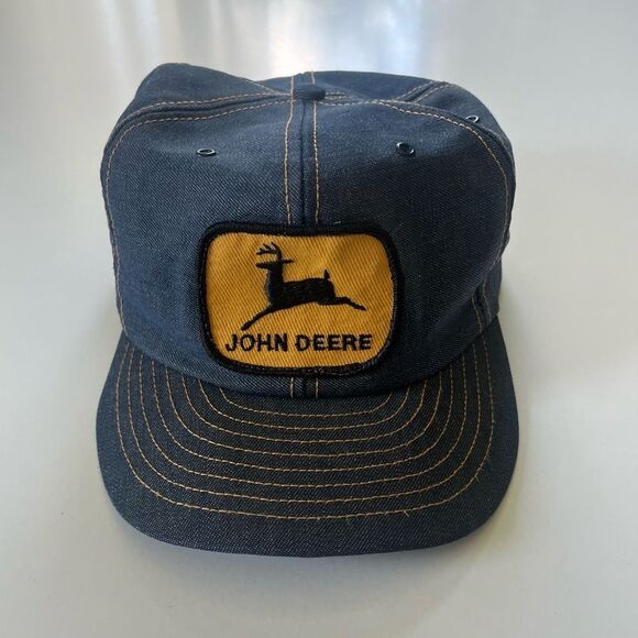 John Deere Trucker Hat Vintage Louisville Denim Adjustable Snapback Cap Patch - Picture 8 of 12